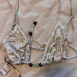 Peixoto Pano Green and White Bikini Top NWT